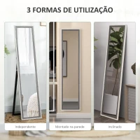 HOMCOM Espelho de Pé 37x157 cm Espelho de Corpo Inteiro com Estrutura de MDF e Suporte Branco e Cinza(m-6)