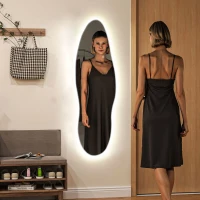 HOMCOM Espelho de Pé com Luzes LED 40x120 cm Espelho de Parede com Iluminação em 3 Cores Função de Memória e Controlo Tátil Transparente(m-2)