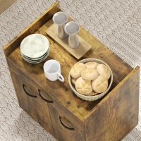 Homcom Carut Bucatarie Lemn Rustic – Raft Reglabil & Roti 60x40x77 cm(m-8)
