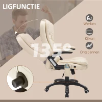 HOMCOM® bureaustoel massage- en warmtefunctie kantoorstoel directiestoel gaming stoel massagestoel met vibratie op 6 punten draaibaar (crème)(m-7)