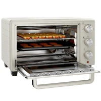 Mini Piekarnik HOMCOM, 3 tryby, do 230° C, 1400W, z akcesoriami, 46x38,5x29cm, Kremowy(m-11)