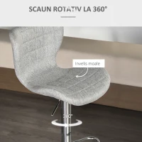 Homcom Set 2 Scaune Bar Gri – Reglabile, Cu Spatar & Suport Picioare(m-6)