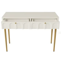 Space-Saving Dressing Table with 2 Drawers, Robust Construction, Minimalist Vanity for Bedroom, 100L x 45W x 76.5H cm, White(m-11)