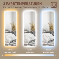HOMCOM LED Volledige lichaamsspiegel, dimbaar, randloos, Touch-bediening, 40 x 120 cm(m-6)