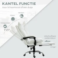 Vinsetto Kantoorstoel in hoogte verstelbare schrijftafelstoel draaistoel 90°-155° rugleuning PU(m-5)