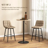 HOMCOM Scaune de bar Nordic, cu spătar și suport pentru picioare, 84 cm, din catifea și metal, Maro(m-4)