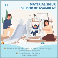 AIYAPLAY Set Tobogan cu Leagăn și Coș de Baschet pentru Copii 18-48 Luni, 150x185x92 cm, Gri(m-7)