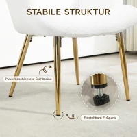 HOMCOM Oorfauteuil met Voetenbankje, Hoge Rugleuning, Sherpa-Bekleding, Vergulde Metalen Poten, tot 120 kg, Wit(m-5)