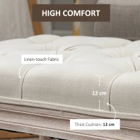 HOMCOM End of Bed Bench, Window Seat, Tufted Bench for Bedroom, Hallway, Living Room, Cream White(m-6)