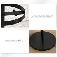 HOMCOM Cabide de Pé com Suporte para Guarda Chuvas Cabide de Pé para Roupas de Metal com 12 Ganchos Ø34x177 cm Preto(m-6)