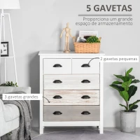 HOMCOM Cómoda com 5 Gavetas Cómoda para Dormitório Moderna com Desenho Anti-Tombo 70x38x85 cm Branco(m-4)