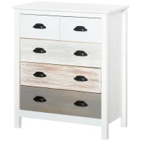 HOMCOM Cómoda com 5 Gavetas Cómoda para Dormitório Moderna com Desenho Anti-Tombo 70x38x85 cm Branco(m-11)