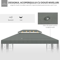 Outsunny Prelata pentru Foisor 4x3 m cu 2 Niveluri, gri(m-4)