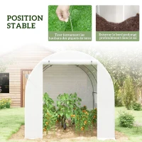 Outsunny Serre de jardin 6 m² dim. 3 x 2 m avec 1 porte + 2 parois latérales zippées enroulables, 6 fenêtres, Blanc(m-7)
