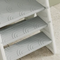 AIYAPLAY Banco para Crianças Dobrável Torre de Aprendizagem Escada para Crianças Antiderrapante  46,5x47x61,5 cm Cinza e Branco(m-9)
