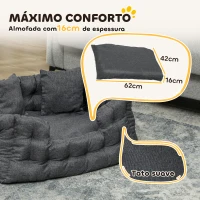 PawHut Cama para Cães Pequenos Cama para Animais de Estimação com 2 Almofadas e Base Antiderrapante 70x50x30 cm Cinza(m-6)