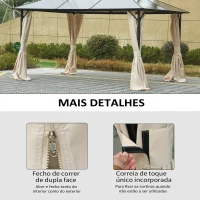 Outsunny 4 Paredes Laterais para Tenda 302x205 cm Laterais para Tenda Universal com Ganchos e Argola em C para Jardim Terraço Bege(m-7)
