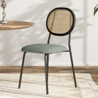 HOMCOM Conjunto de 2 Cadeiras de Sala de Jantar Cadeiras de Cozinha com Encosto em Vime Sintético 44x54x87 cm Verde e Preto(m-8)