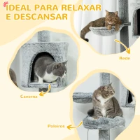 PawHut Arranhador para Gatos de Solo ao Teto com Altura Ajustável Rampa e Bolas de Brincar 60x48x225-255 cm Cinza(m-5)