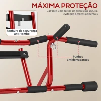 SPORTNOW Barra de Elevação Multifuncional Barra de Elevação de Parede Carga 150 kg para Exercícios e Treino Vermelho e Preto(m-6)