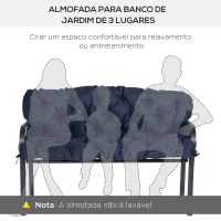 Outsunny Almofada para Banco com Encosto 150x98x8cm Almofada de Banco de 3 Lugares para Jardim Terraço Balcão Exterior Azul Escuro(m-6)