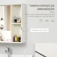 kleankin Armário de Casa de Banho com Espelho Móvel para Casa de Banho Estilo Moderno 63x15x65 cm Branco(m-5)