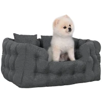 PawHut Cama para Cães Pequenos Cama para Animais de Estimação com 2 Almofadas e Base Antiderrapante 70x50x30 cm Cinza(m-10)