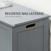 HOMCOM Baú de Armazenamento de Madeira Baú de Arrumação com Dobradiça de Segurança Carga Máxima 20 kg 81x40x46 cm Cinza(m-6)