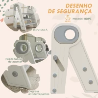 AIYAPLAY Banco para Crianças Dobrável Torre de Aprendizagem Escada para Crianças Antiderrapante  46,5x47x61,5 cm Cinza e Branco(m-6)