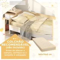 AIYAPLAY Cama para Crianças acima de 3 Anos 143,5x74x40 cm Cama de Madeira para Crianças Carga 80 kg para Dormitório Branco e Madeira(m-6)