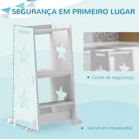 AIYAPLAY Torre de Aprendizagem 2 em 1 Torre de Aprendizagem para Crianças Convertível em Mesa e Cadeira 60x44,5x86 cm Branco(m-4)