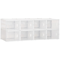HOMCOM Mobile Scarpiera Modulare Salvaspazio, 8 Cubi 28x36x21 cm in Plastica PP, Bianco