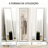 HOMCOM Espelho de Pé com Luz LED 40x160 cm Espelho de Corpo Inteiro com Iluminação de 3 Cores Tátil Função de Memória Cinza(m-7)