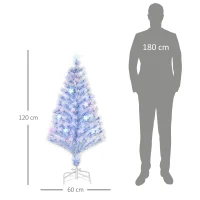 HOMCOM 4FT Artificial Fibre Optic Christmas Tree Seasonal Decoration w/ LED Lights Pre-Lit Easy Store White Blue(m-3)