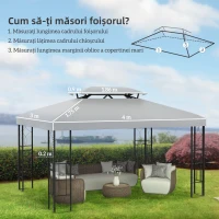 Outsunny Copertina pentru cort 4x3 m cu 2 niveluri, gri deschis(m-3)