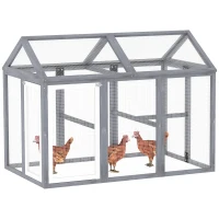 PawHut Large Chicken Run, Wooden Chicken coop, with Combinable Design - Wood Effect(m-1)