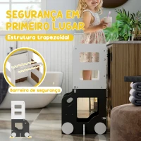 AIYAPLAY Torre de Aprendizagem 4 em 1 para Crianças em Forma de Carro Convertível em Mesa e Cadeira 58x46x92 cm Branco e Cinza(m-5)