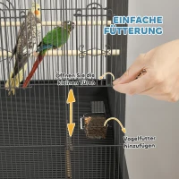 PawHut Mobiele Vogelkooi voor Kanaries & Parkieten, met Onderste Opbergruimte, Metalen Gaas, Zwart(m-6)