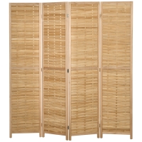 HOMCOM 4-delig Opvouwbare Privacywand, 160 x 170 cm, Bamboe Ruimteverdeler voor Woonkamer, Slaapkamer, Natuur