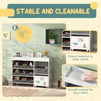 AIYAPLAY Kids Toy Storage Unit with 11 Bins, Cabinet, Top Shelves, 3 Stickers, for Nursery, Playroom, Kindergarten, White(m-5)