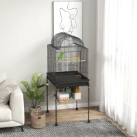 PawHut Mobiele Vogelkooi voor Kanaries & Parkieten, met Onderste Opbergruimte, Metalen Gaas, Zwart(m-2)