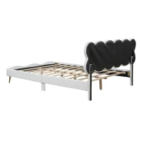 Letto imbottito matrimoniale, testiera cloud, senza materasso, 140×200 cm, Bianco(m-11)