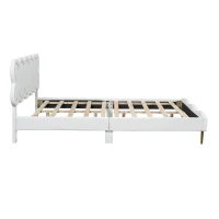 Letto imbottito matrimoniale, testiera cloud, senza materasso, 140×200 cm, Bianco(m-9)