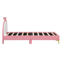 Cama acolchada 90×200 cm, con cabecera cómoda, sin colchón, Rosa(m-11)