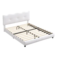 Lit rembourré 140x200 cm, Tête de lit réglable, sans matelas, Blanc(m-9)