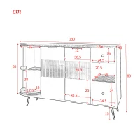 Anrichte Aufbewahrung 130 cm Freistehende mit LED-Leuchten und Glastür Schwarz(m-3)