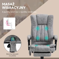 HOMCOM krzesło biurowe fotel do masażu funkcja grzania funkcja leżanki podnóżek szary(m-4)