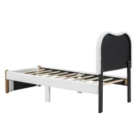 Lit rembourré 90x200 cm, avec tête de lit blanche, sans matelas, Blanc(m-11)