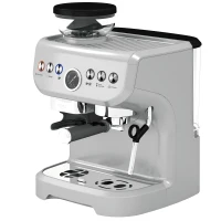 HOMCOM 15 Bar Coffee Machine, with Adjustable Grind, Steamer and Accessories - Silver Colour(m-11)