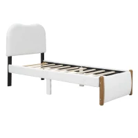 Lit rembourré 90x200 cm, avec tête de lit blanche, sans matelas, Blanc(m-9)